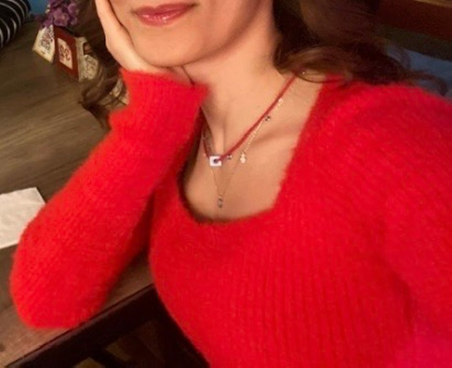 Kırmızı Kadın Triko Uzun Kollu Kazak - Görsel 5