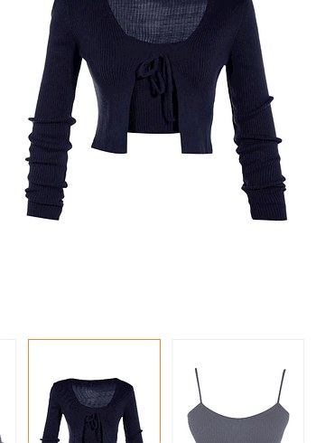 Lacivert bluz-hırka triko takım - Görsel 3