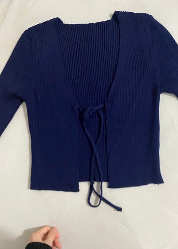 Lacivert bluz-hırka triko takım - Görsel 6