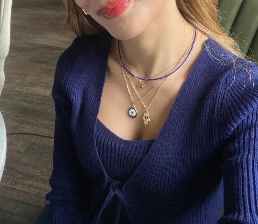 Lacivert bluz-hırka triko takım - Görsel 5