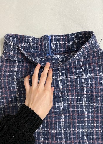 Kadın Çok Renkli Ekose Mini Etek - Görsel 2