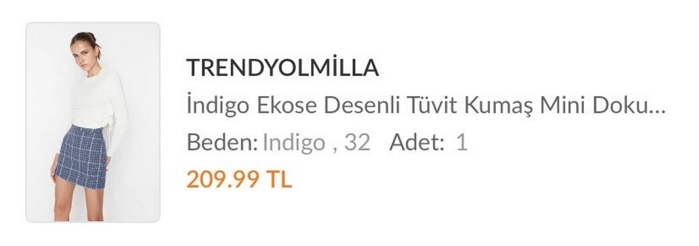 Kadın Çok Renkli Ekose Mini Etek - Görsel 5