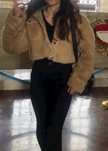 Kürklü Kapüşonlu Kadın Ceket - Görsel 5