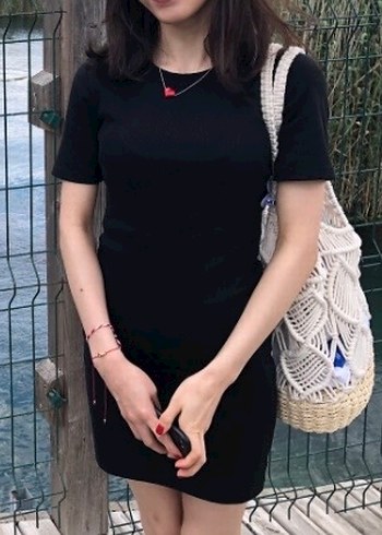 Siyah Kısa Kollu Mini Elbise - Görsel 3