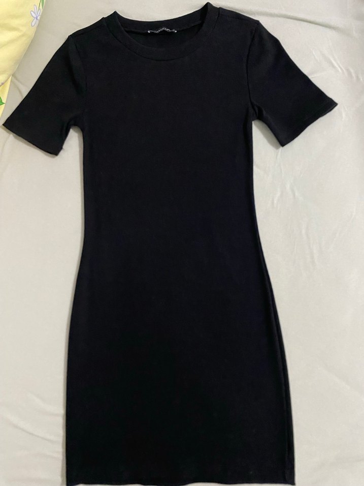 Siyah Kısa Kollu Mini Elbise - Görsel 5