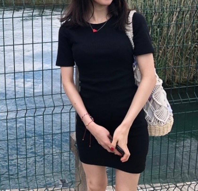 Siyah Kısa Kollu Mini Elbise - Görsel 4