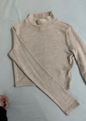 Bej Kadın Triko Boğazlı Kazak - Görsel 3