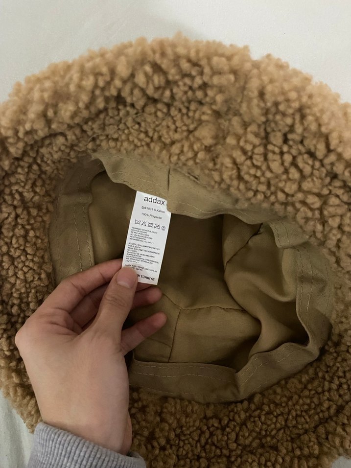 Bej Peluş Şapka - Görsel 5