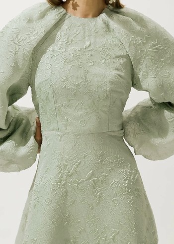 Uzun Kol, Yüksek Yaka, Etnik Desenli Kadın Abiye - Görsel 7