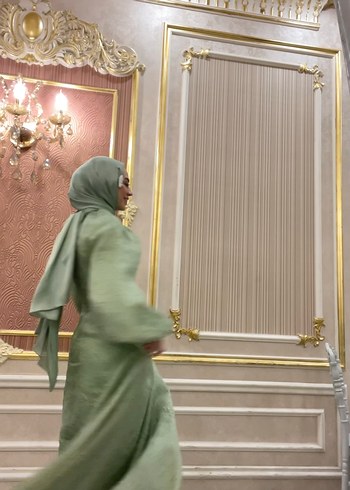 Uzun Kol, Yüksek Yaka, Etnik Desenli Kadın Abiye - Görsel 3