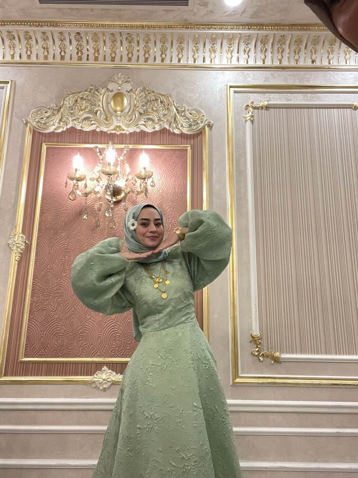 Uzun Kol, Yüksek Yaka, Etnik Desenli Kadın Abiye - Görsel 4