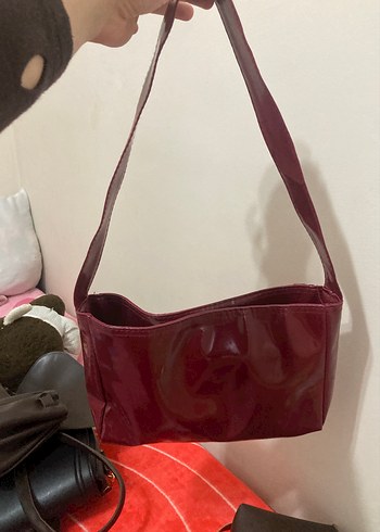 Bordo Deri Kadın Omuz Çantası - Görsel 2