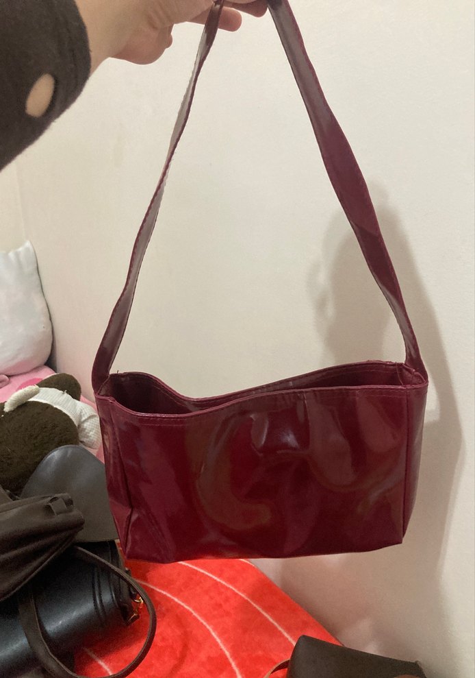 Bordo Deri Kadın Omuz Çantası - Görsel 2