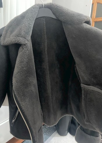 Gri Kürklü Deri Biker Ceket - Görsel 3