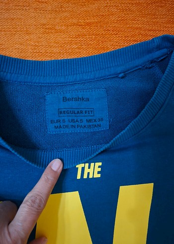 Bershka Mavi Erkek Sweatshirt Velcro Detayli