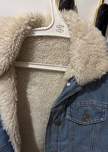 Kürklü Mavi Kadın Denim Ceket - Görsel 2