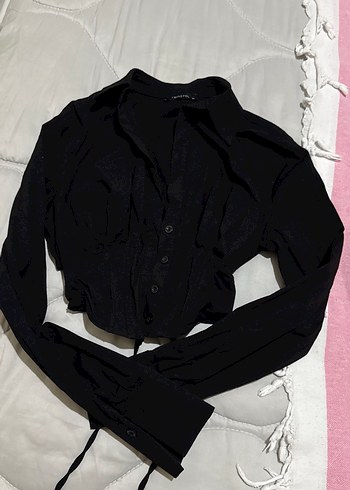 Düğmeli Siyah Gotik Kadın Keten Gömlek - Görsel 2