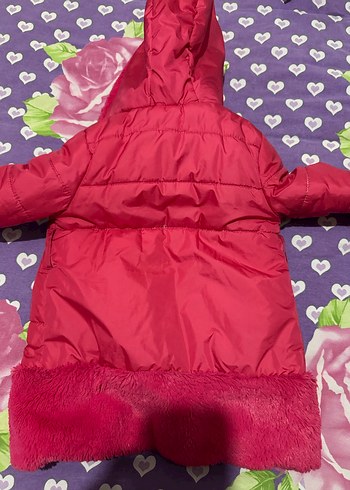 Kız Çocuk Pembe Kürklü Kapüşonlu Mont - Görsel 5