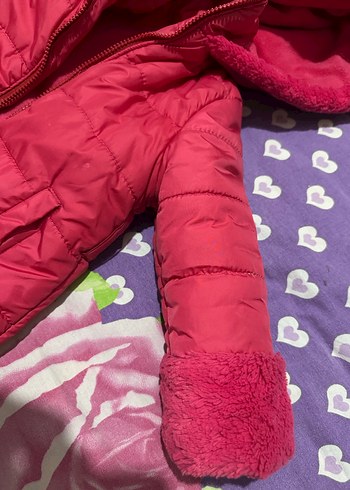 Kız Çocuk Pembe Kürklü Kapüşonlu Mont - Görsel 3