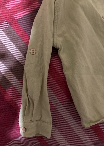 Haki  Erkek Çocuk Keten Gömlek - Görsel 3