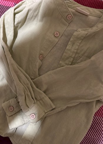 Haki  Erkek Çocuk Keten Gömlek - Görsel 4