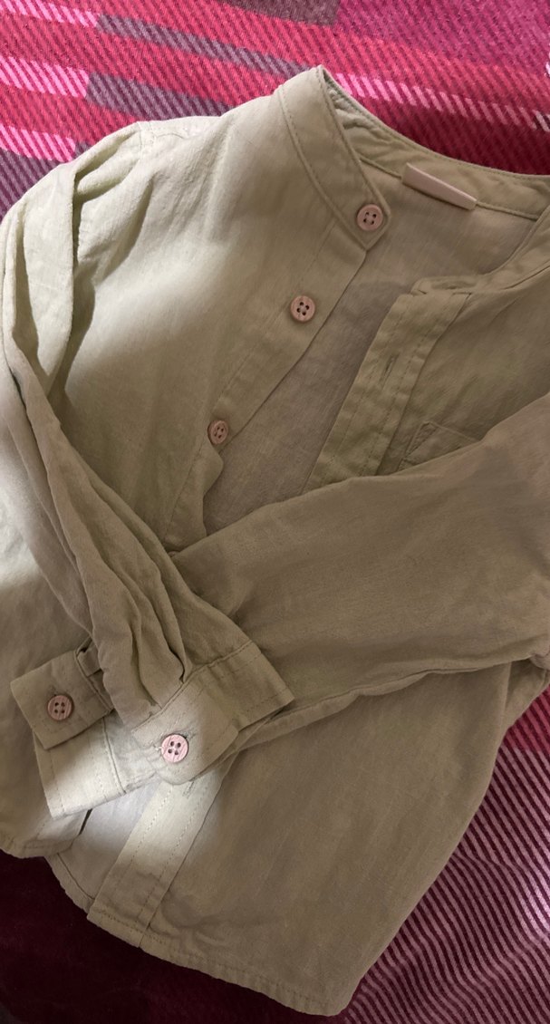 Haki  Erkek Çocuk Keten Gömlek - Görsel 4