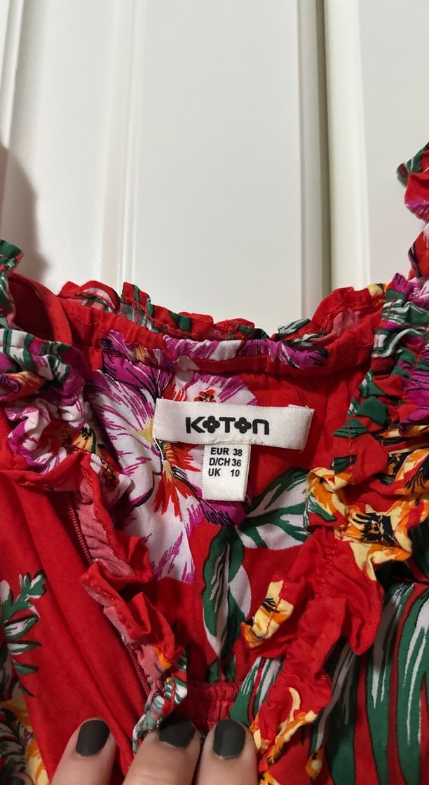 Kırmızı Çiçekli Uzun Bohem Elbise - Görsel 5