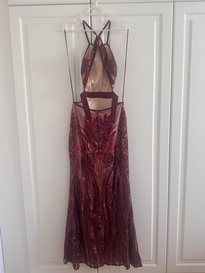 Bordo Dantelli Uzun Bohem Parti Elbisesi - Görsel 4