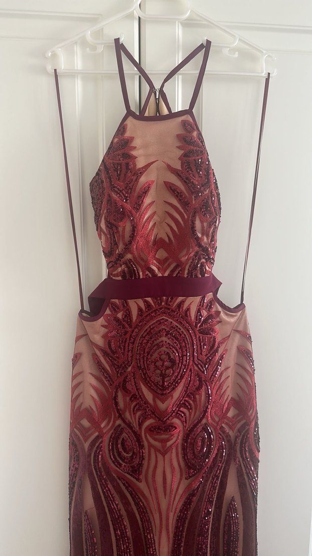 Bordo Dantelli Uzun Bohem Parti Elbisesi - Görsel 2