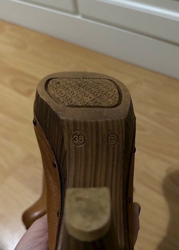 Bej Deri Kadın Platform Terlik - Görsel 4