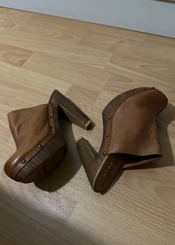 Bej Deri Kadın Platform Terlik - Görsel 5