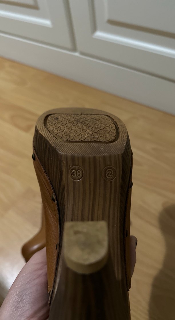 Bej Deri Kadın Platform Terlik - Görsel 4