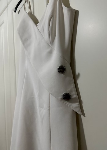 Askılı Beyaz Mini Gelinlik - Görsel 2