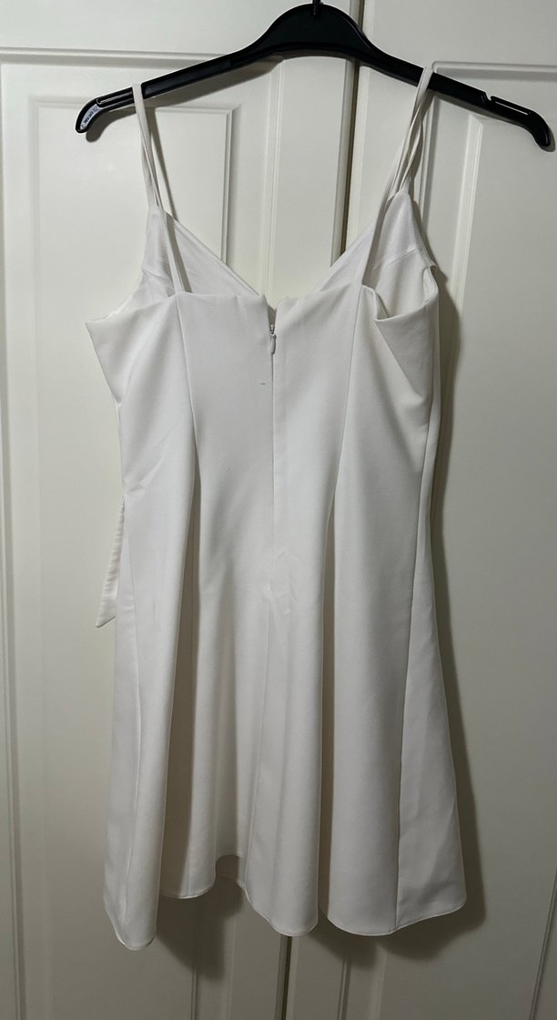 Askılı Beyaz Mini Gelinlik - Görsel 3