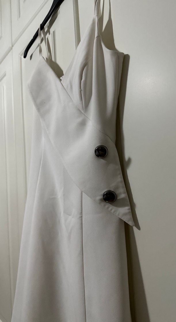 Askılı Beyaz Mini Gelinlik - Görsel 2