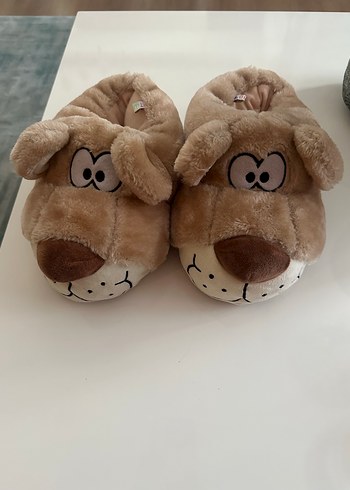 Erkek Çocuk Kahverengi Peluş Ev Terliği - Görsel 5