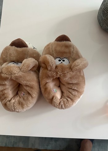 Erkek Çocuk Kahverengi Peluş Ev Terliği - Görsel 4