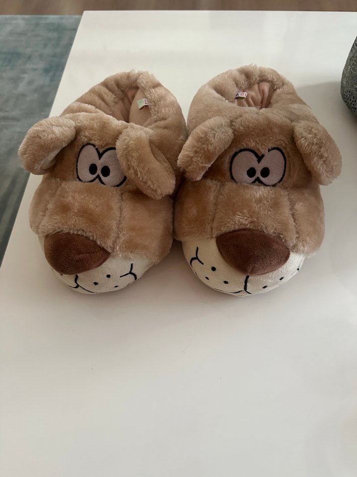 Erkek Çocuk Kahverengi Peluş Ev Terliği - Görsel 5