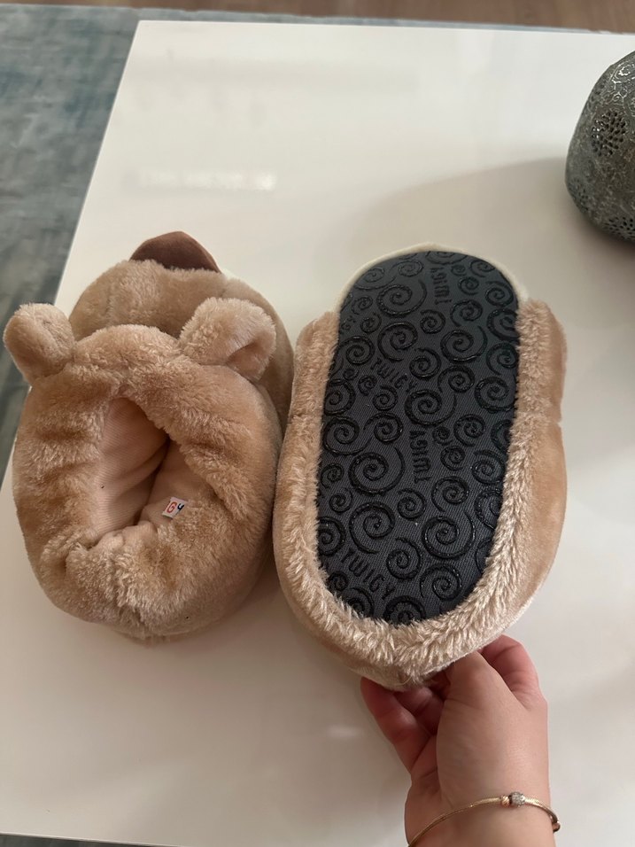 Erkek Çocuk Kahverengi Peluş Ev Terliği - Görsel 3