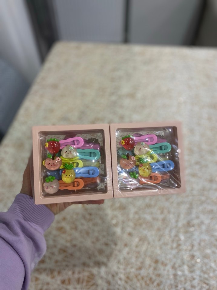 Renkli Pastel Meyve Desenli Çocuk Toka Seti - Görsel 3