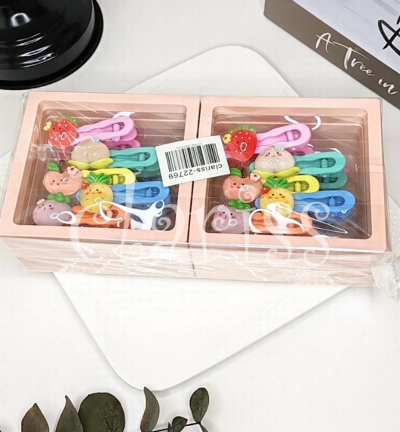 Pastel Renkli Parlak Meyve Desenli Çocuk Toka Seti - Görsel 2