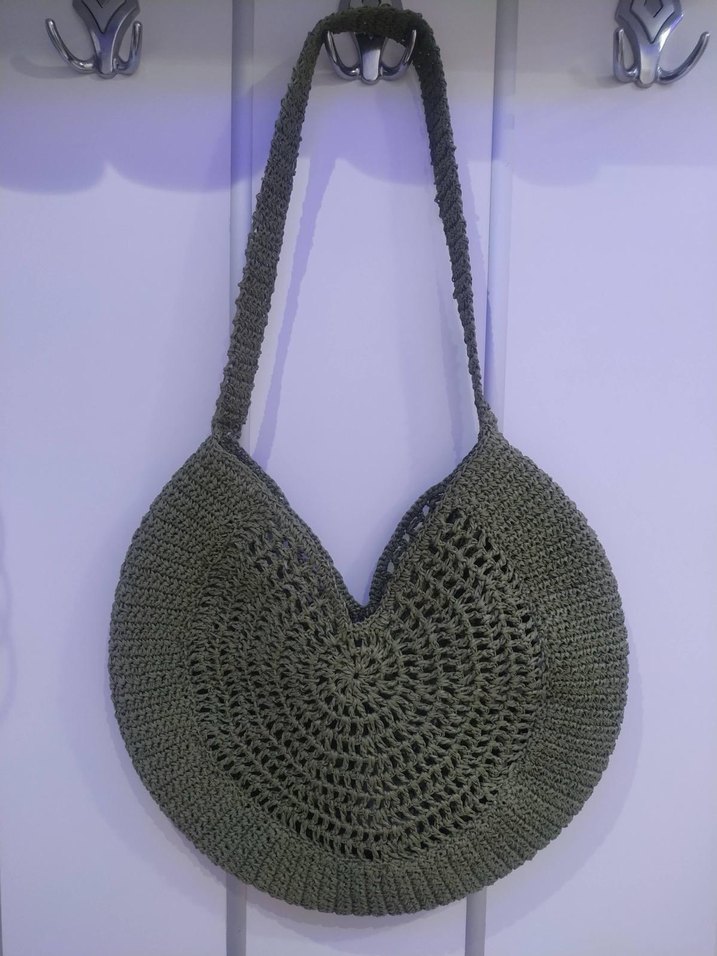 Kağıt ip Yeşil El Emeği Çanta - Görsel 2