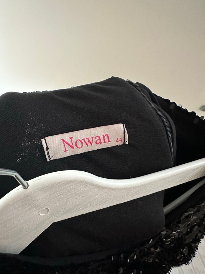 Uzun Kollu Siyah Payetli Uzun Abiye Elbise - Görsel 5