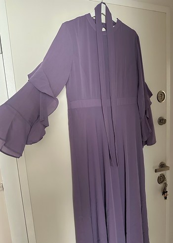 Uzun Mor Drapeli Kadın Elbise - Görsel 2