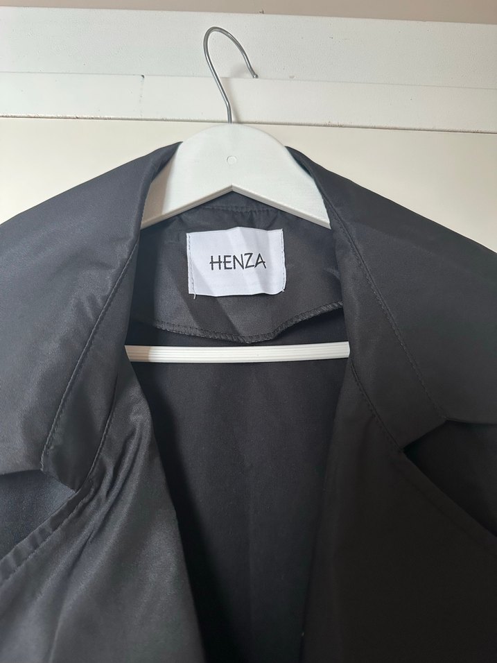 Kadın Siyah Düğmeli Uzun Trençkot - Görsel 5