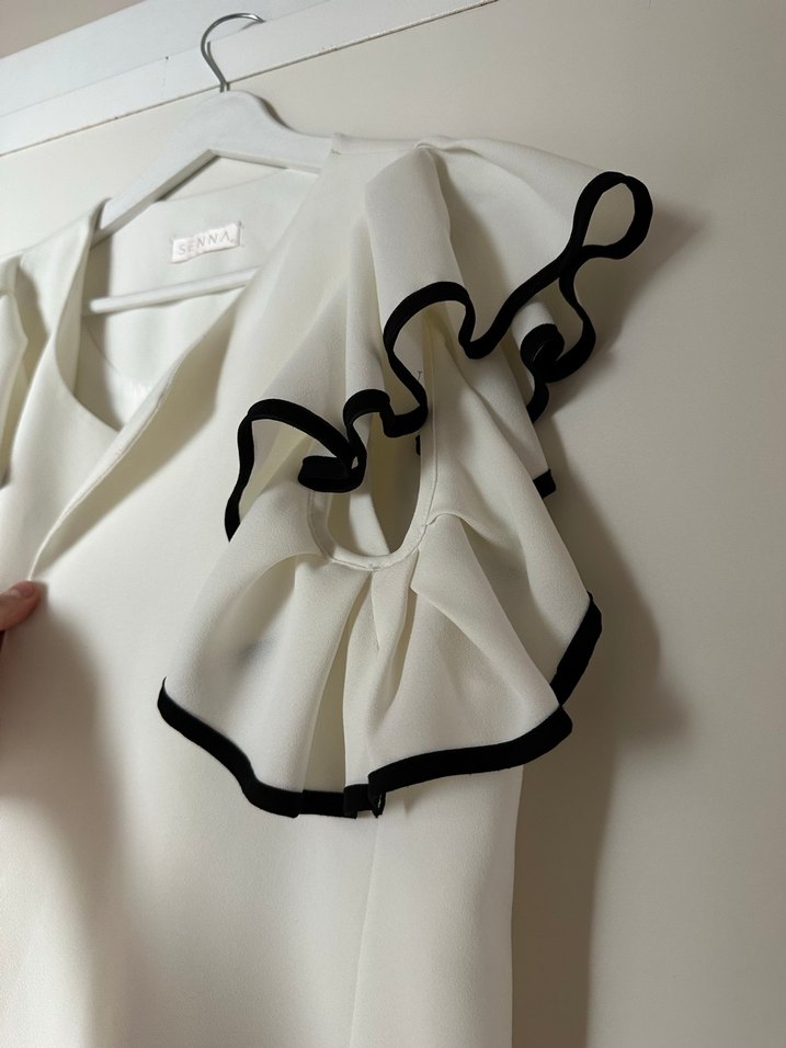 Fırfırlı Beyaz Straplez yelek - Görsel 5