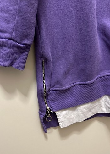 Mor Uzun Kollu Salaş Kadın Sweatshirt - Görsel 3