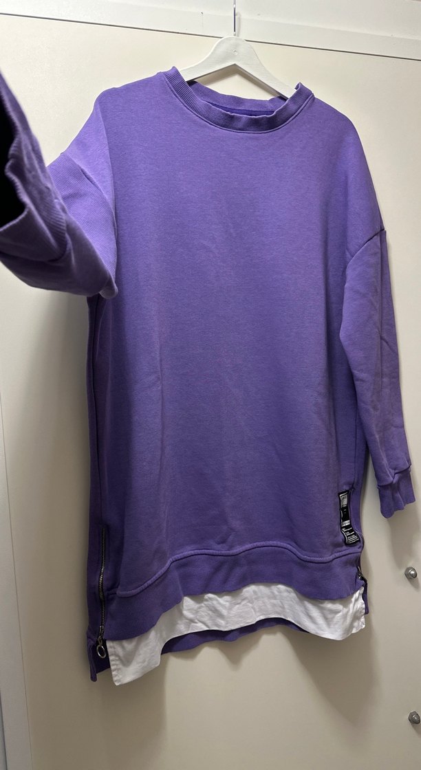 Mor Uzun Kollu Salaş Kadın Sweatshirt - Görsel 4