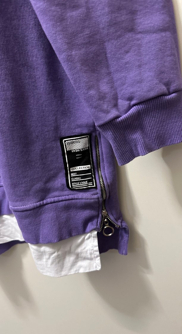 Mor Uzun Kollu Salaş Kadın Sweatshirt - Görsel 2