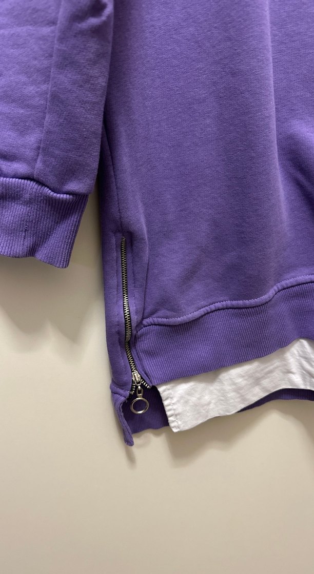 Mor Uzun Kollu Salaş Kadın Sweatshirt - Görsel 3